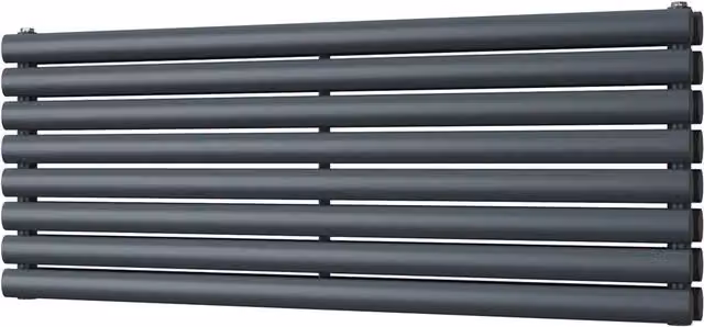 UK Radiators Omeara Axis Anthracite Elliptical Tube Horizontal Designer Double Panel Radiator H: 46.4 cm, W: 120 cm – 1