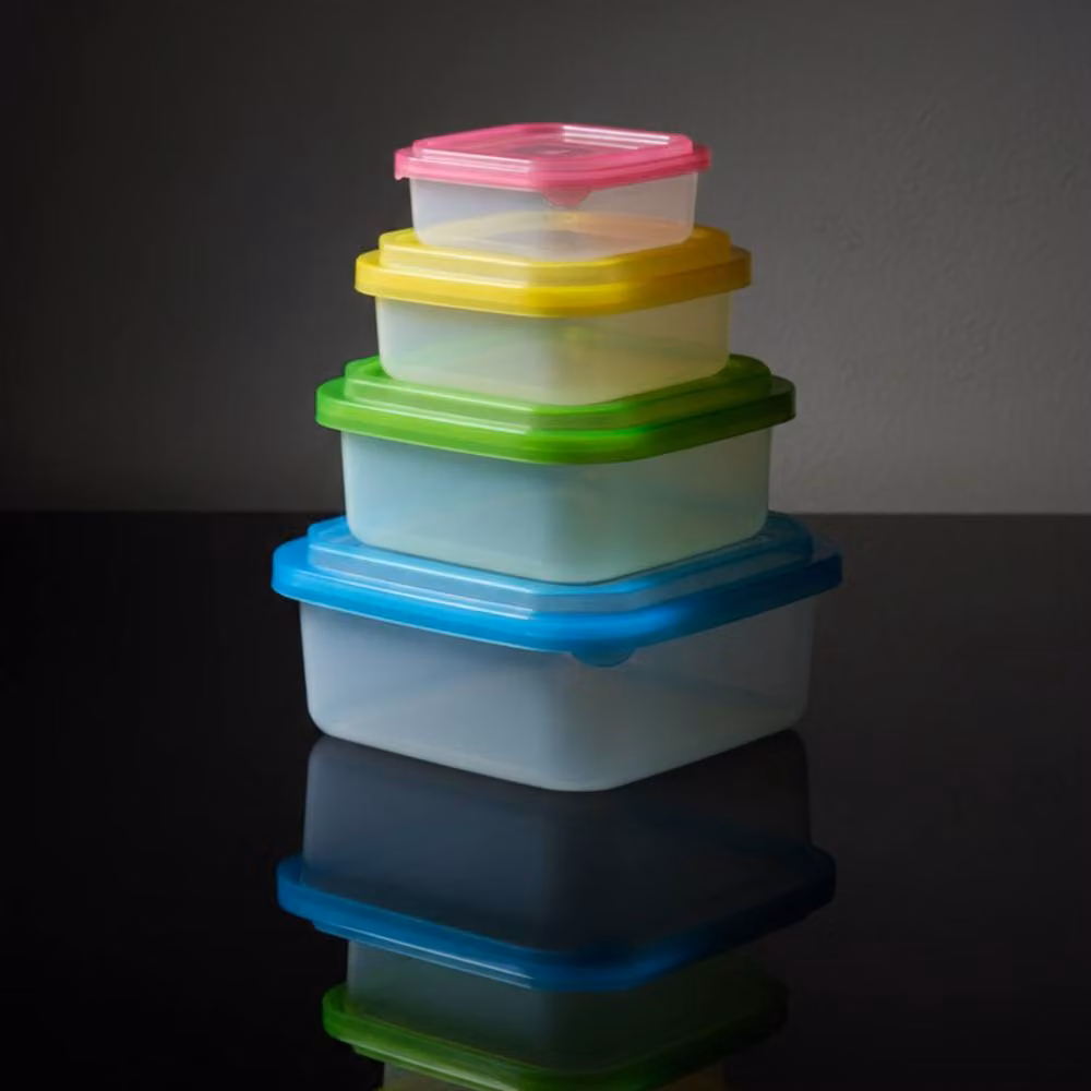 Bedsland 5-Pack Nestable Square Plastic Storage Boxes with Snap Lids in Multicolour – 2