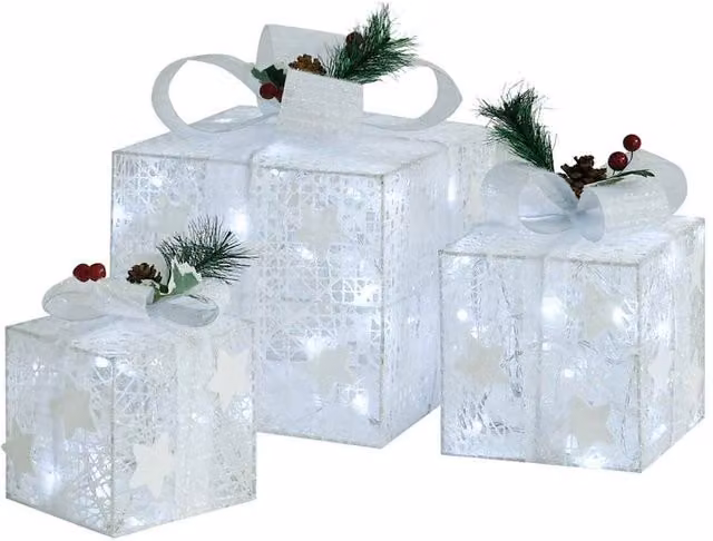 Berkfield Home Decorative Christmas Gift Boxes, 3 Pieces, White – 1