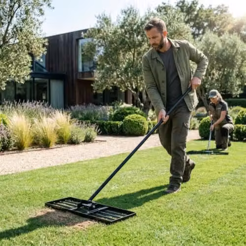 Harbour Housewares Heavy Duty Steel Lawn Levelling Rake in Black, W: 106 cm, D: 25 cm, Handle Length: 170 cm – 6