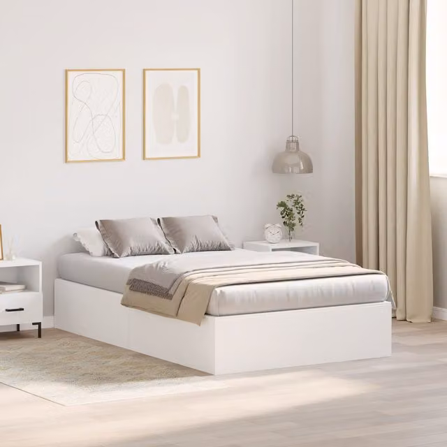 Berkfield Home Modern White Storage Bed Frame with Lift Up Base W/D/H: 120 x 200 cm
