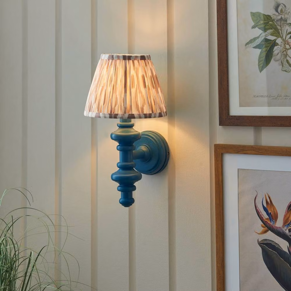 Netlighting Carnaby Blue Wall Light with Fabric Ikat Shade and B22 Fitting – 2