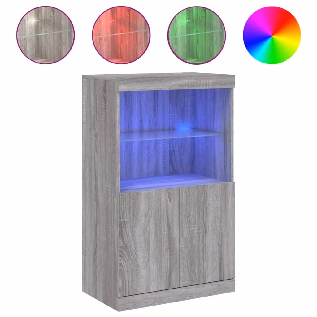 Berkfield Home Modern Sideboard with Integrated LED Lights in Grey Sonoma, W/D/H: 60.5 x 37 x 100 cm – 2