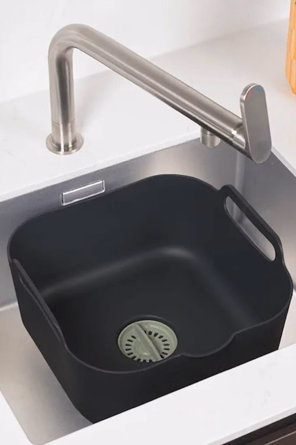 ReBorn Washing Up Bowl and Sink Tidy Bundle in Sage Green and Black – 4