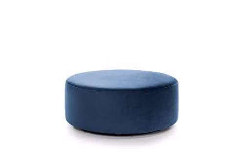 Abakus Direct Solero Cylindrical Velvet Swivel Footstool, Blue, Diameter: 100 cm, Height: 40 cm – 1