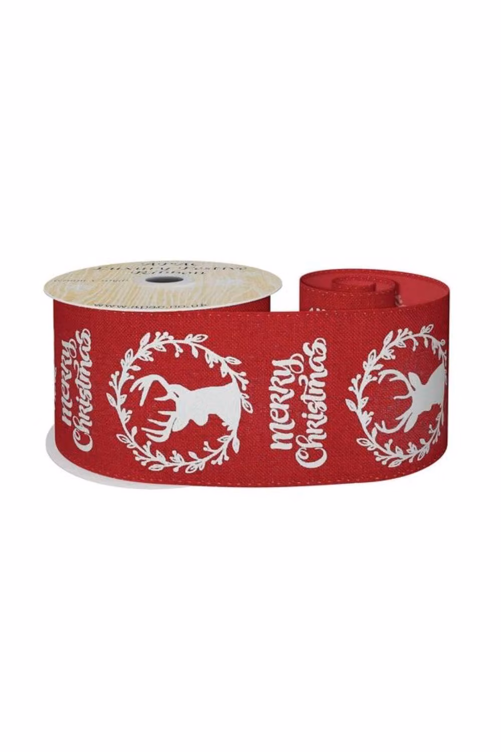 KDMD Red and White Wreath Merry Christmas Ribbon, Width: 6.3 cm, Length: 9.14 m – 2