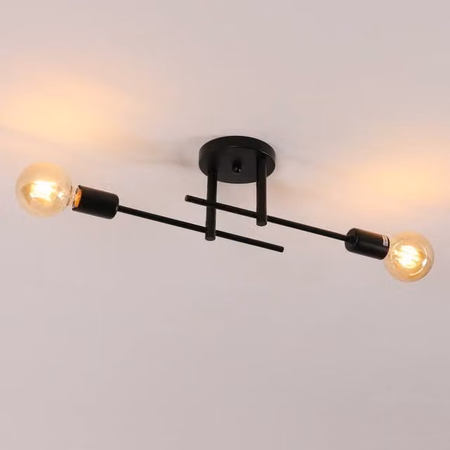 COMELY Adjustable 2-Light Sputnik Black Metal Ceiling Light with E27 Chandelier Design – 1