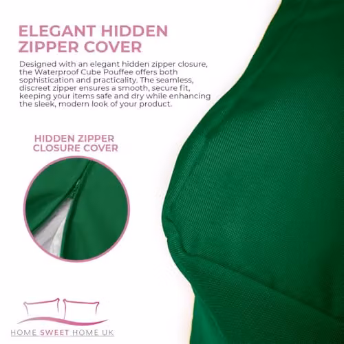 Home Sweet Home UK Waterproof Cube Bean Bag Footstool in Green, W/D/H: 40 x 40 x 40 cm – 6