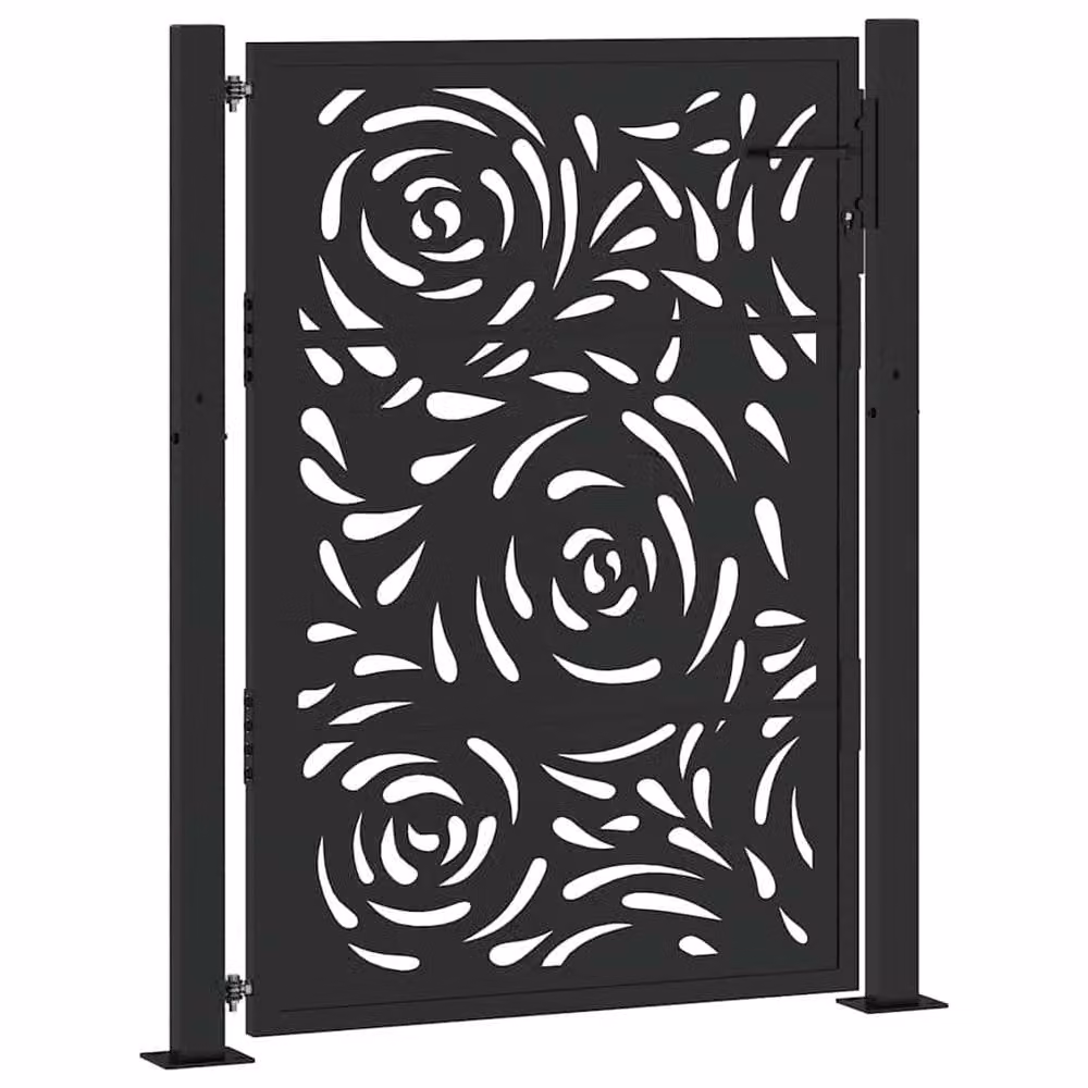 Berkfield Home Beautiful Garden Gate in Black Steel with Flame Design, W: 105 cm, H: 130 cm – 3