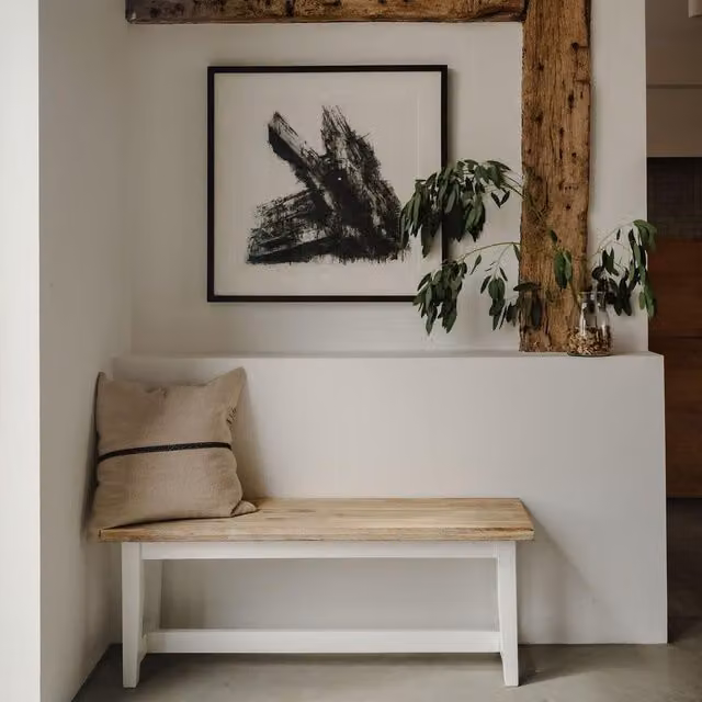 Florence Dining Table Bench in White Acacia Wood, 120cm
