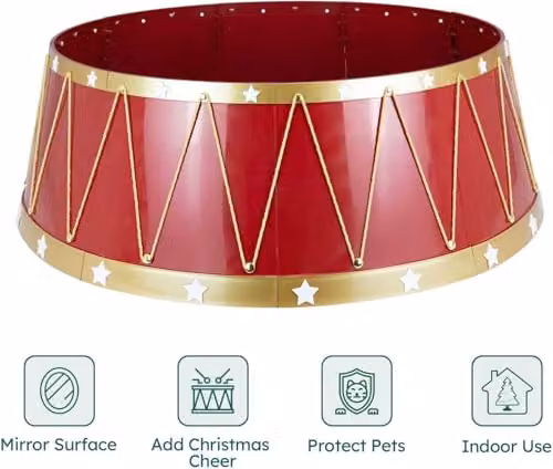 Shatchi Foldable Christmas Tree Skirt Base Cover in Red or Gold, Diameter: 72.1 cm – 2