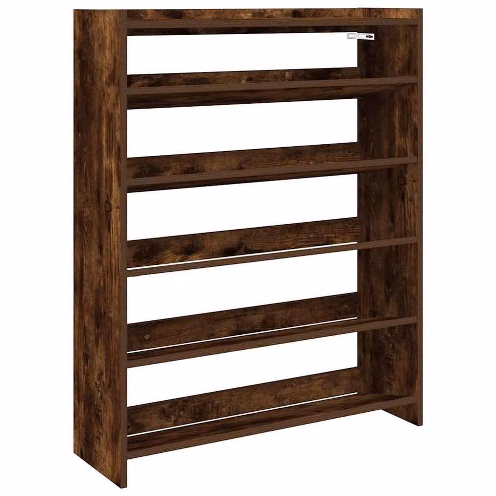Berkfield Home Smoked Oak Shoe Rack in Brown, W/D/H: 80 x 25 x 100 cm – 2