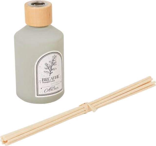 True Aroma Breathe Tranquil Lotus Floral Reed Diffuser in Green Glass
