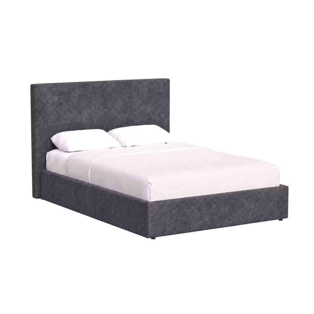 FWStyle Small Double Ottoman Storage Bed in Grey Fabric with Lift Up Base, H 209 x W 139 x D 113 cm – 2