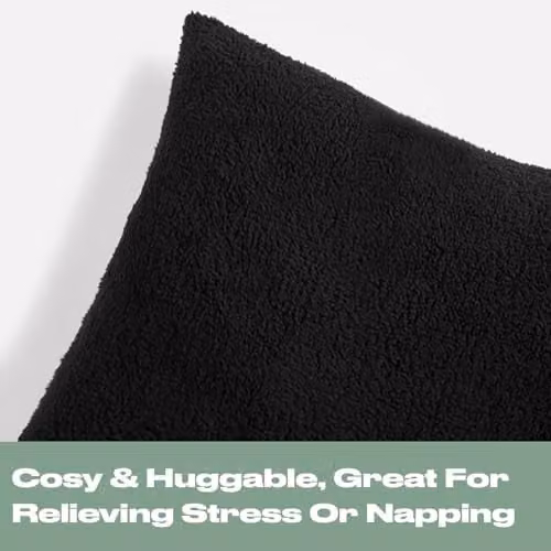 OHS Teddy Fleece Bolster Pillow in Black, Length: 137 cm – 5
