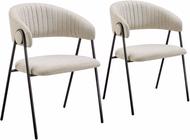 tectake Bedano Set of 2 Dining Chairs in Beige with Armrests – 1