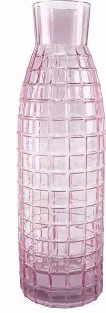 Pink Leaf Geometric Square Glass Tabletop Vase