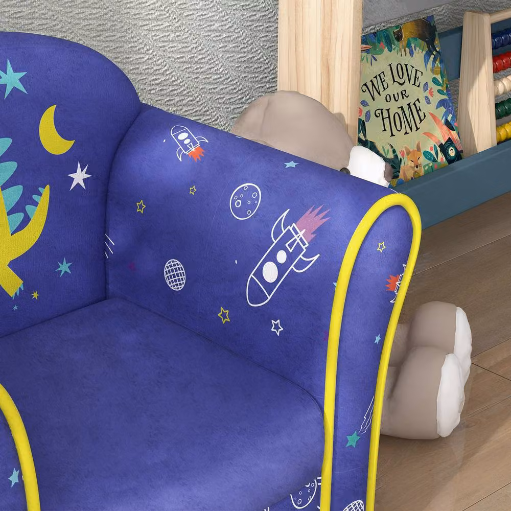 STILVORA Kids Armchair with Blue Fabric Upholstery and Solid Wood Frame – 9