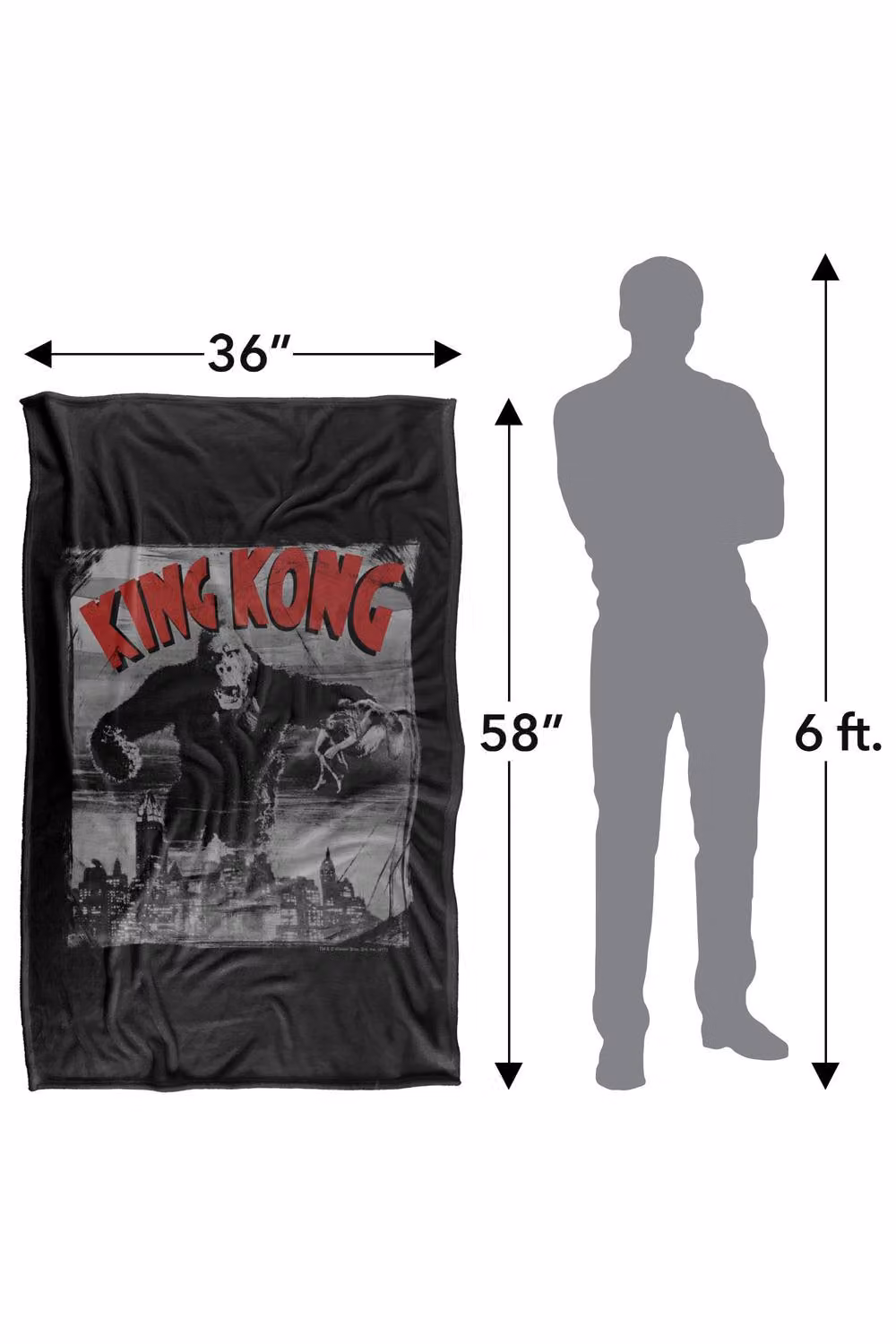 Warner Bros. King Kong City Poster Super Soft Fluffy Throw Blanket, Multicolour, Extra Large – 3