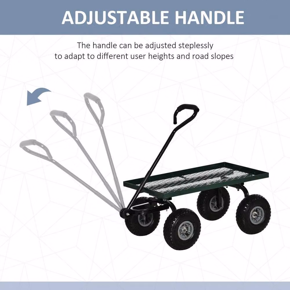NESTLUNE Garden Trolley Cart with Pneumatic Wheels in Green – 4