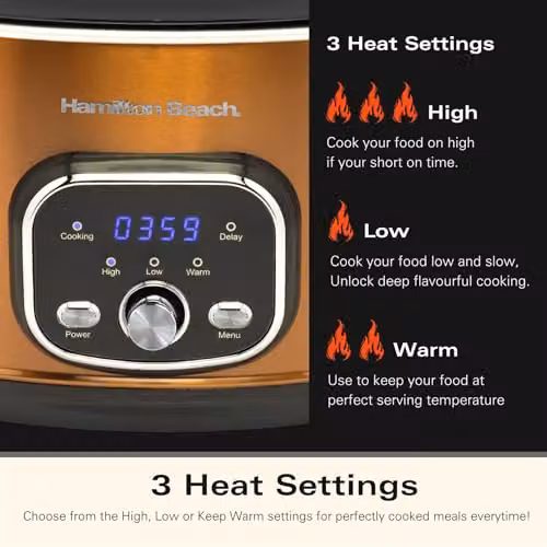 Hamilton Beach Digital Oval Slow Cooker, 6.5 l, Copper/Black/Bronze – 3