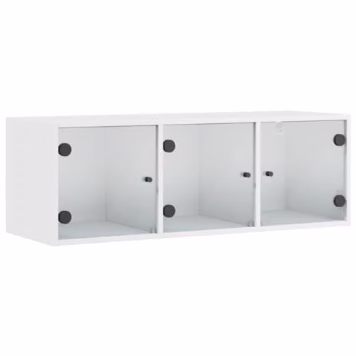 vidaXL Wall Cabinet with Glass Doors, White, W/D/H: 102 x 35 x 37 cm