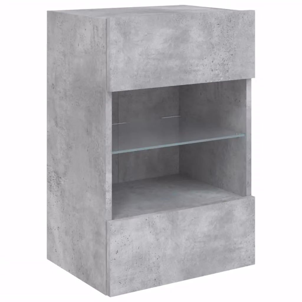 Berkfield Home Modern Wall Mounted TV Cabinet with Integrated LED Lights in Matt Concrete Grey, W: 40 cm, D: 30 cm, H: 60.5 cm – 2
