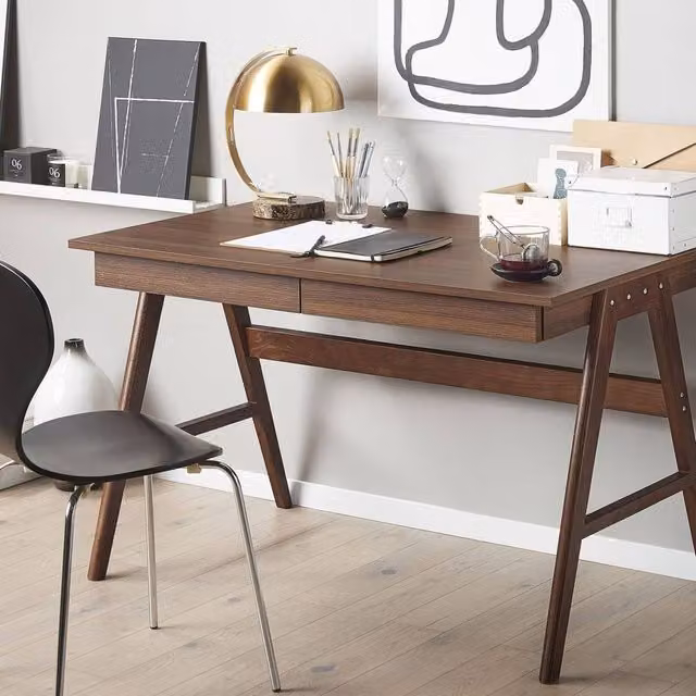 Wyld and Coco Mid-Century Brown Oak Writing Desk, W: 120 cm, D: 70 cm, H: 75 cm