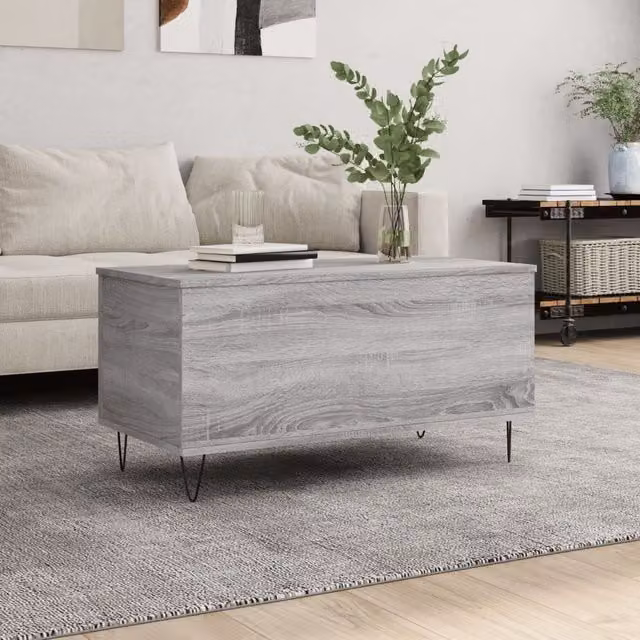 Berkfield Home Modern Grey Lift Mechanism Coffee Table, W: 90 cm, D: 44.5 cm, H: 45 cm – 1