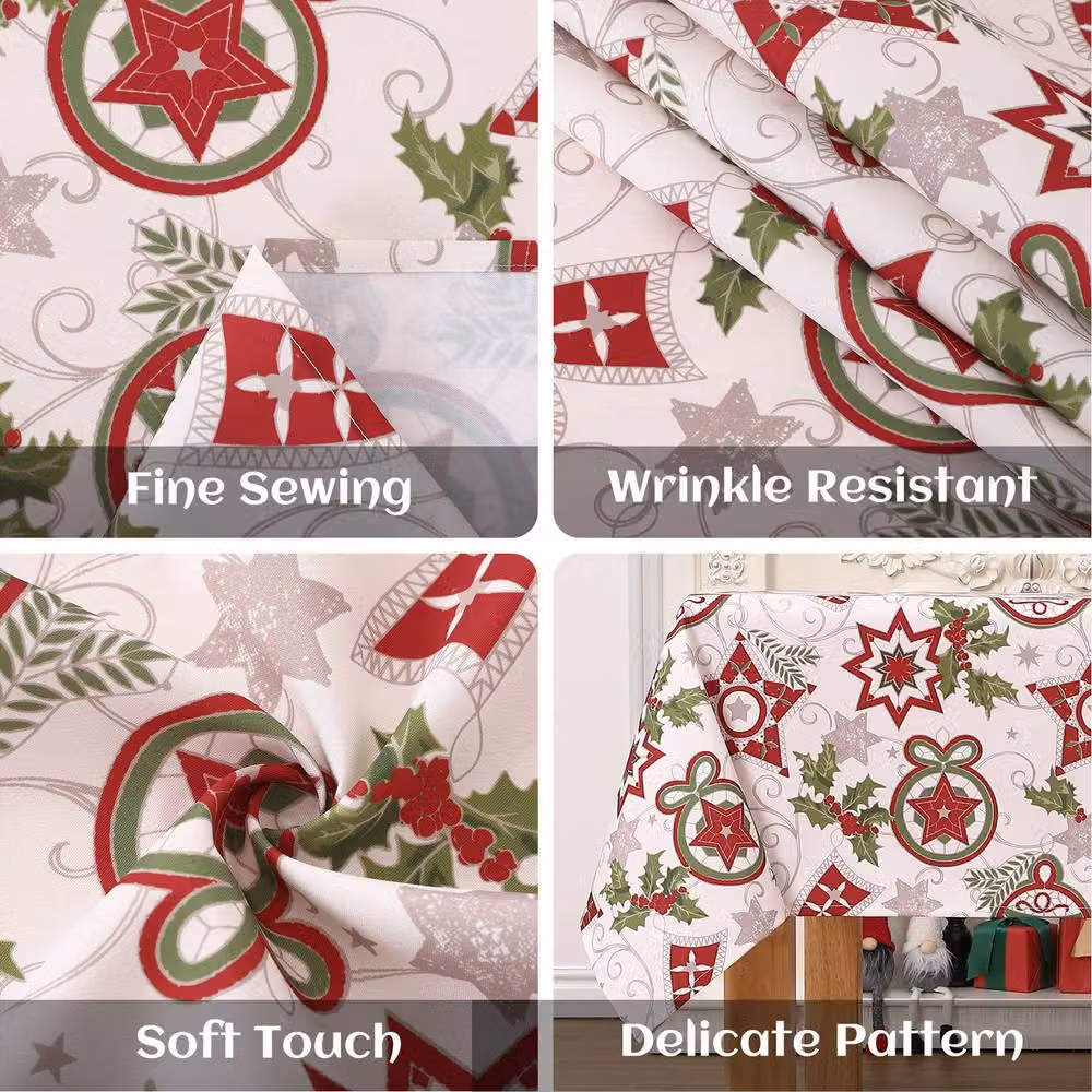 London Boutique White Snowflake Pattern Christmas Tablecloth, Waterproof and Wipeable Rectangular Polyester Table Cover – 3