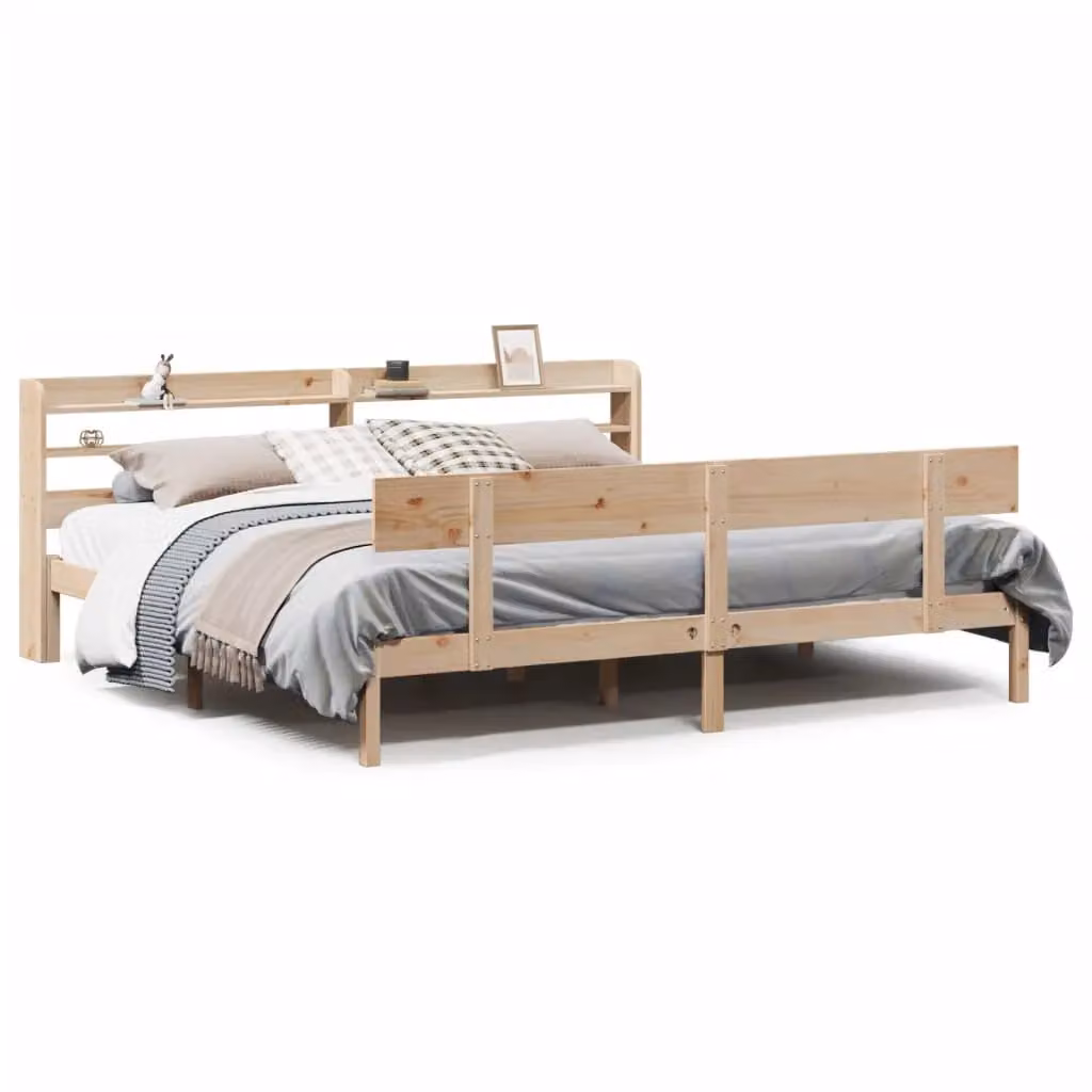 Berkfield Home Rustic Solid Wood Pine Bed Frame in Brown, 200 x 200 cm – 2
