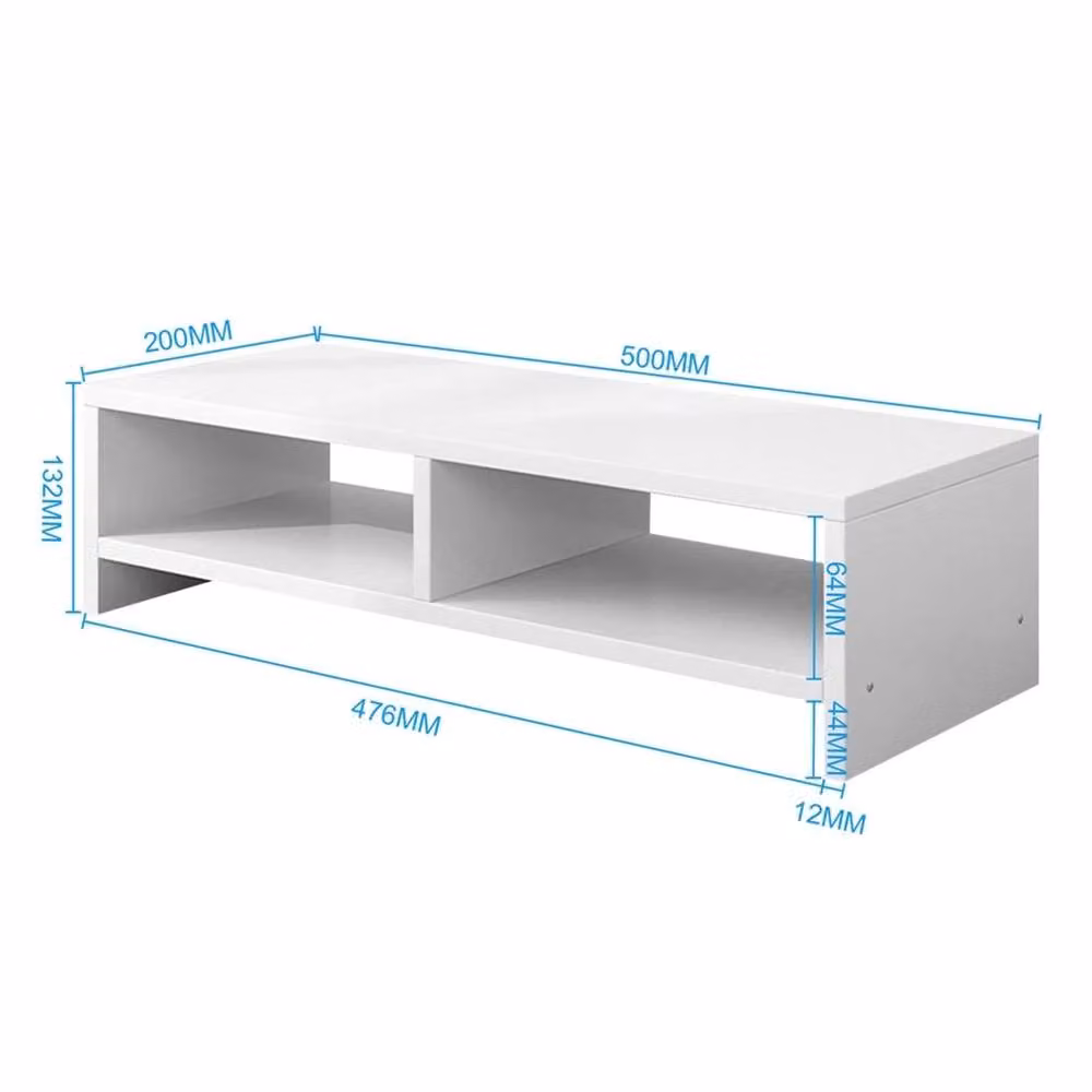 VOGREX White Wooden Computer Monitor Stand and Laptop TV Riser Shelf – 2