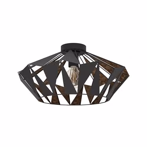Eglo Carlton 6 Vintage Metal Flush Ceiling Light in Black and Copper