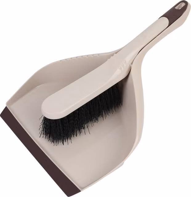 Greener Cleaner Stiff Bristle Dustpan and Brush in Beige