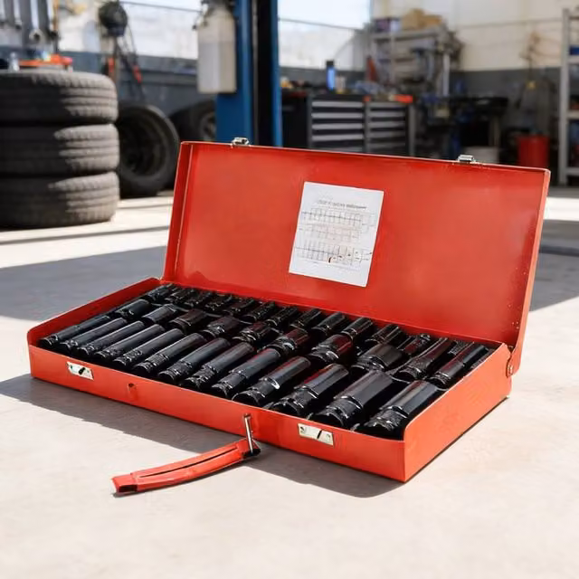 Ventryn 40-Piece 1/2 Inch Drive Metric Deep Impact Socket Set, 8-32mm, Black