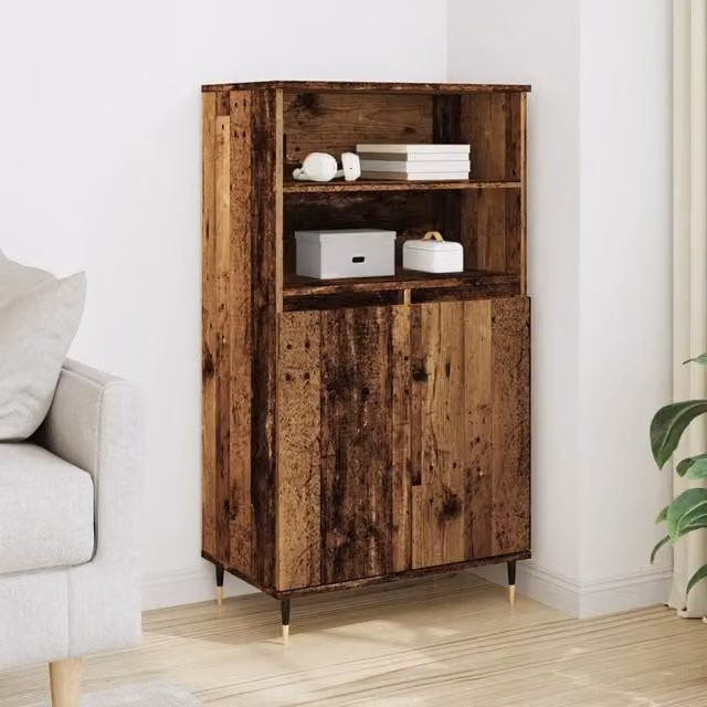 Berkfield Home Old Wood Highboard in Brown, W/D/H: 60 x 36 x 110 cm