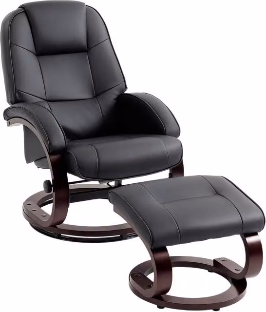SPETLEK Black Swivel Recliner Armchair with Ottoman and Armrests – 1