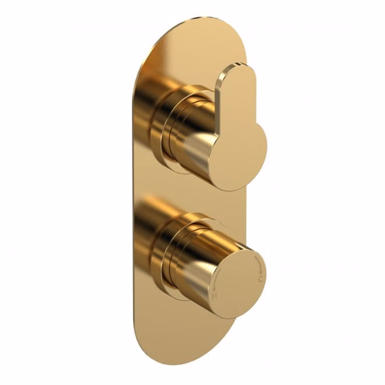 Royal Bathrooms Modern Round Concealed Twin Thermostatic Shower Valve in Brushed Brass