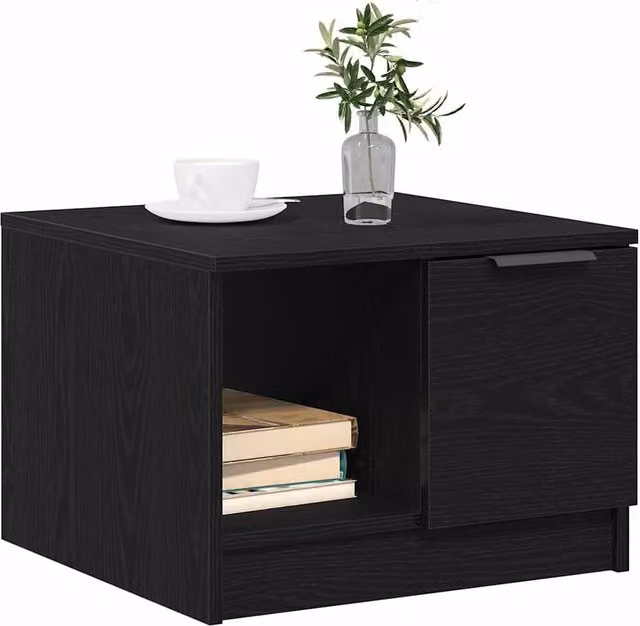 Berkfield Home Modern Black Oak Coffee Table, W/D/H: 50 x 50 x 36 cm