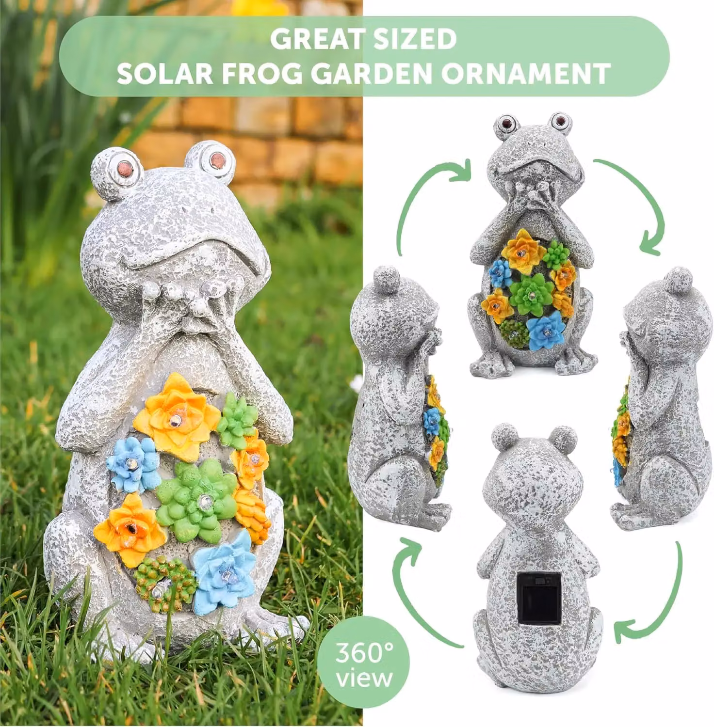 ILFD Group Ltd Solar Frog Garden Ornament in Grey, 6 Pack – 4