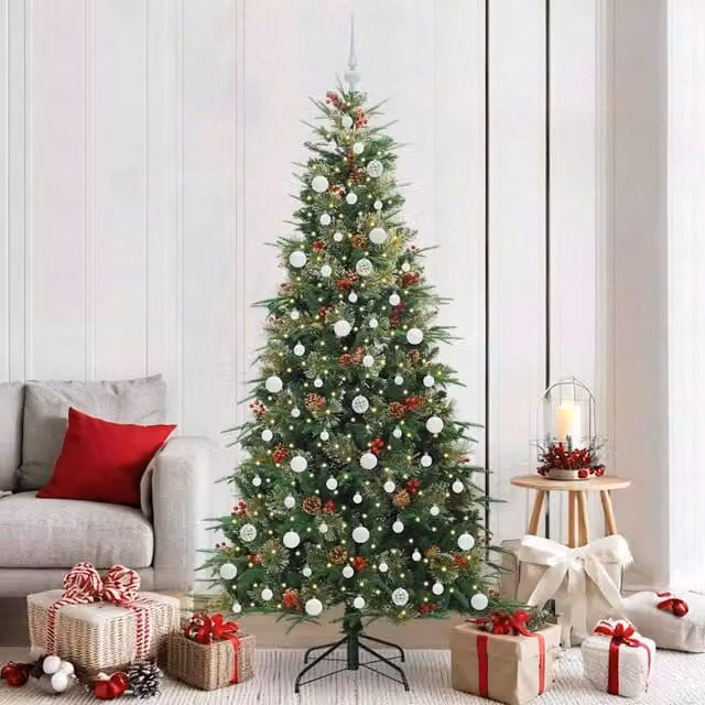 Berkfield Home Artificial Hinged Christmas Tree in Green, Height: 210 cm – 1