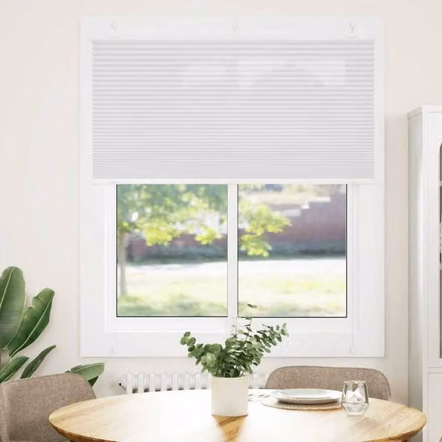 Berkfield Home Single Pleat Corded Blind in White Polyester, W: 115 cm, H: 100 cm