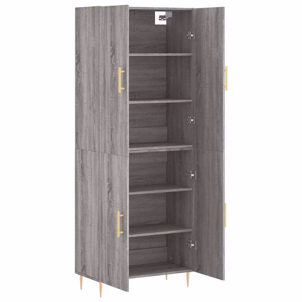 Berkfield Home Grey Sonoma Modern Highboard with Hinged Doors and Internal Shelves, W/D/H: 69.5 x 34 x 180 cm – 3
