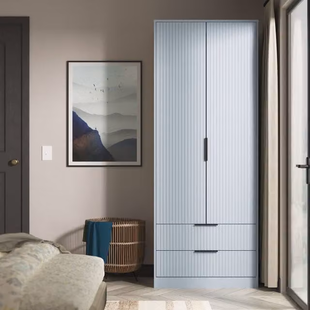 Ready Assembled 2 U Menai 2 Door 2 Drawer Wardrobe in Light Blue – 1