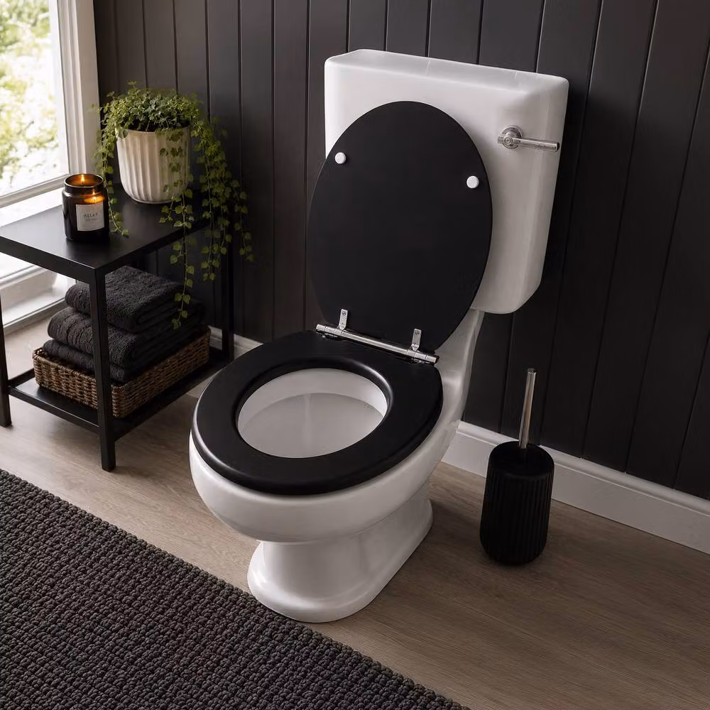Marco Paul Black Oval MDF Toilet Seat with Soft Close and Quick Release Function – 4
