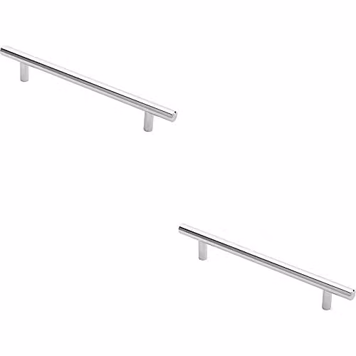Loops 2 Pack Round T-Bar Cabinet Pull Handles in Chrome, 220 x 12 mm with 160 mm Fixing Centres