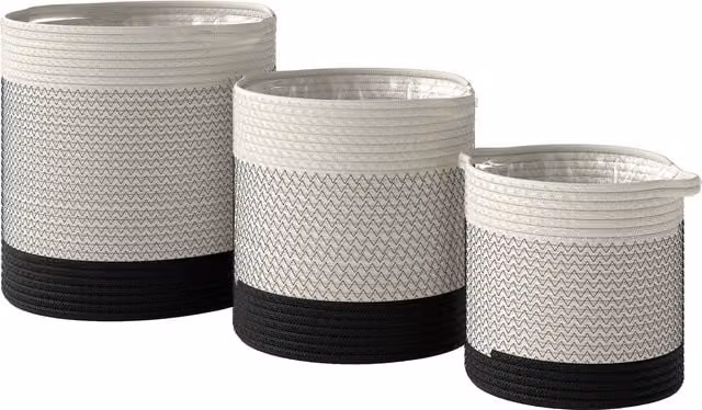 Outsunny Set of 3 Handwoven Cotton Indoor Planters with Waterproof Liner, White