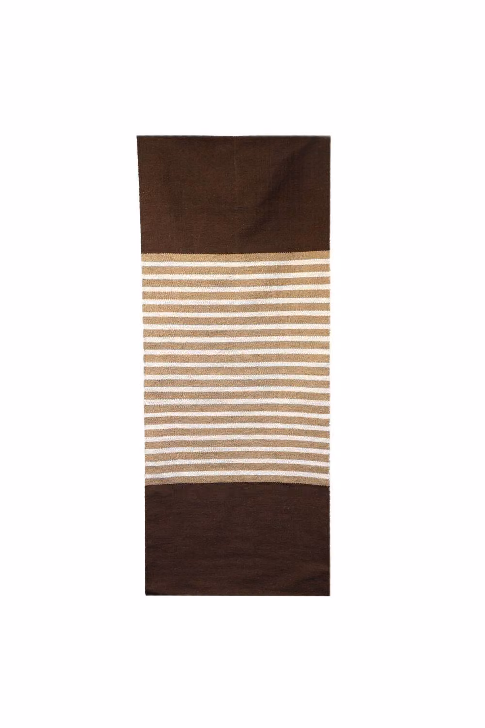 KDMD Woven Indian Cotton Striped Rug in Brown and Beige, W/D/H: 70 x 170 cm – 4