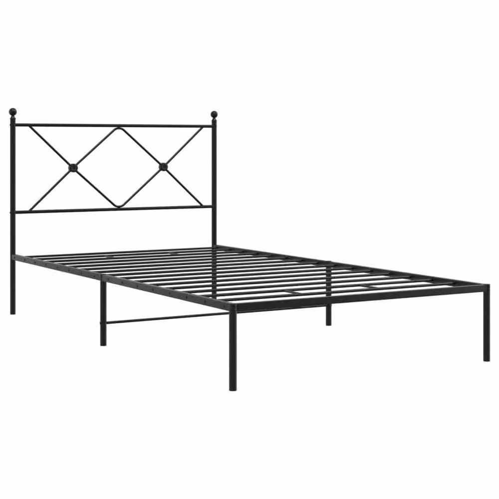 Berkfield Home Metal Bed Frame with Headboard, Black, W/D/H: 100 x 200 cm – 3