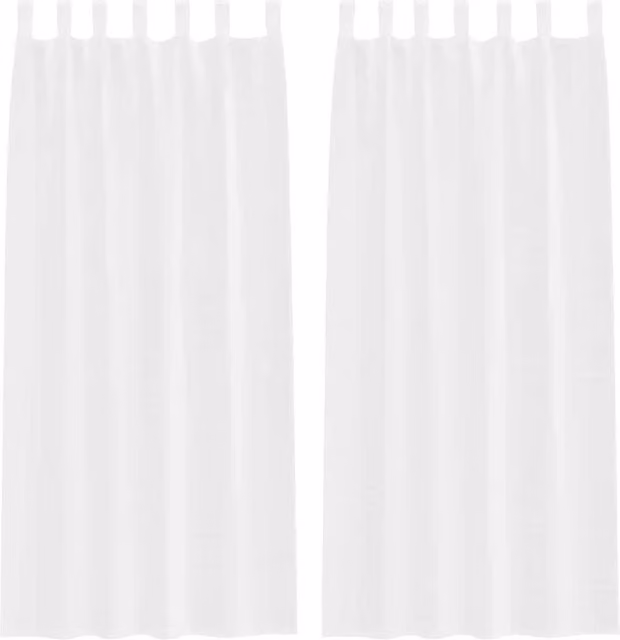 Berkfield Home White Polyester Fabric Panel Curtains, 2 Pack, W: 140 cm, H: 245 cm